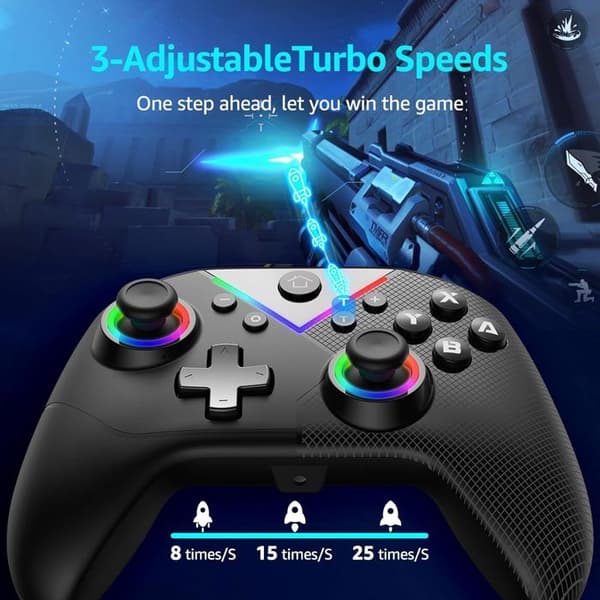 Gamepad med dobbelt joystick og Hall-udløser kompatibel med Switch, Android, iOS, streaming (hvid)
