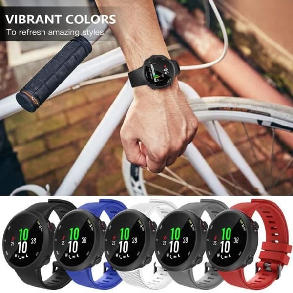 Armbånd - Kompatibelt med Garmin Forerunner 45 - Blød silikone - Metalspænde - Sort
