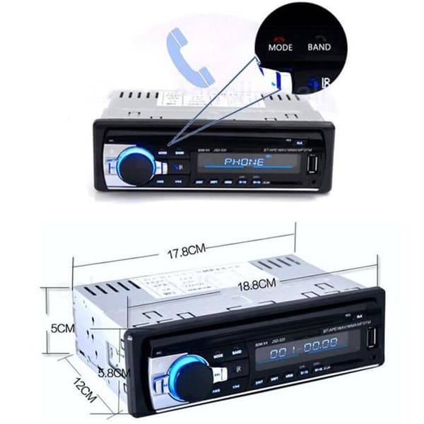 Bilradio Stereo Multimediaspiller FM USB MP3 Bluetooth-mottaker