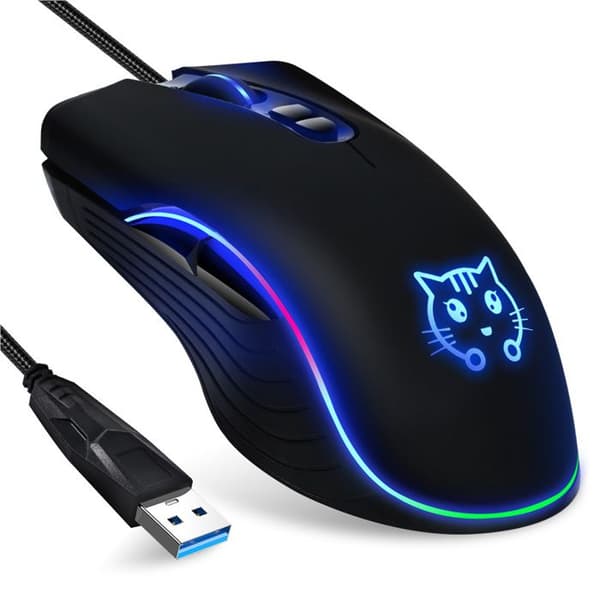 Kablet Gaming Mus, Katte Design, E-sport Optisk Mus til PC Gamere, Sort