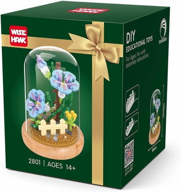 Miniblombyggsats, inklusive träram och kupolformat lock, blå klockblomma