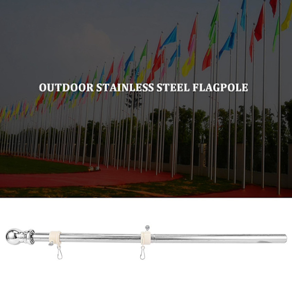 Flagstang, rustfrit stål, velegnet til have, rustfri flagstangsholder (rustfrit stål)