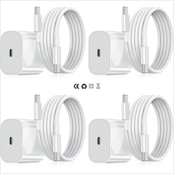 4-pakning iPhone-lader - Hurtiglader - Adapter + 2-meters kabel 20W USB-C Hvit iPhone (NT) 4-pakning 4-Pack USB-C