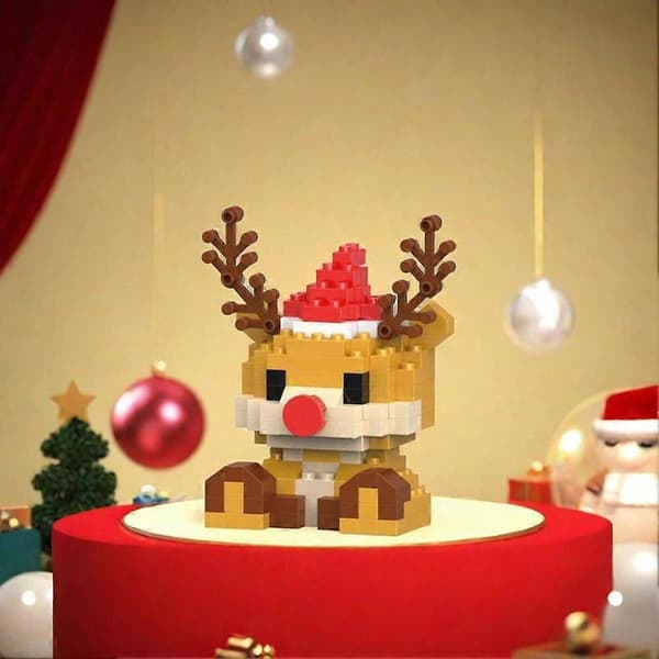 Jule Mikro Byggeklodser Sæt til Voksne & Børn, DIY Mini Klodser Dukker, Pædagogisk Julepynt Christmas Tree