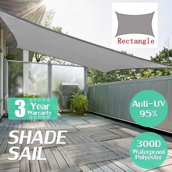 Solseil - Rektangulært - Vanntett - 3x4m - 300D Oxford Polyester