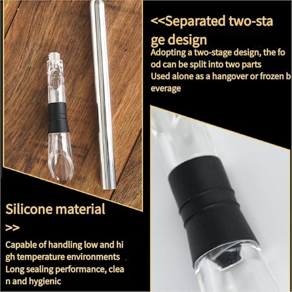 3-i-1 Vinkøler i Rustfrit Stål til Køling og Iltning af Vin med Prop