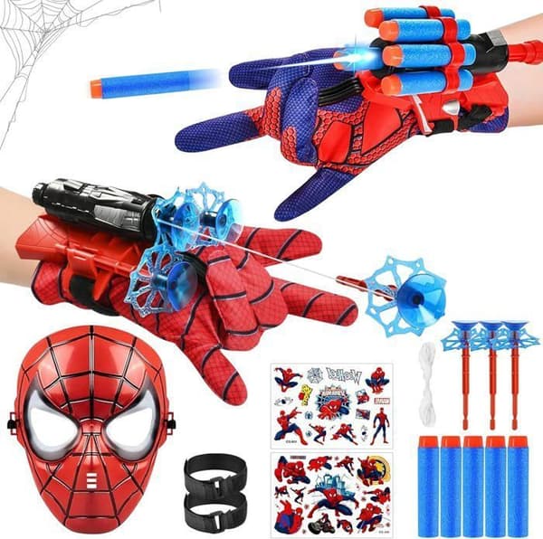 2-delt Spiderman Launcher Handske Sæt, Spiderman Launcher Plast Cosplay Handske, Helt Håndleds Launcher Legetøj