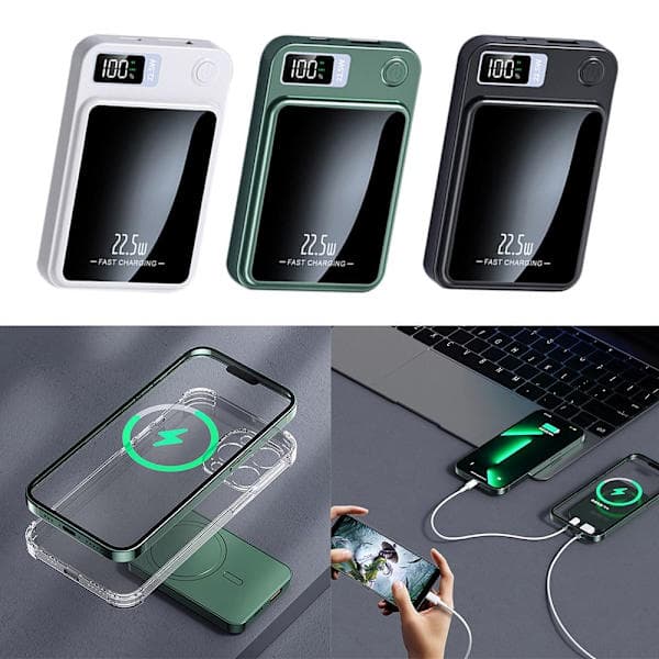Trådløs Powerbank Ekstern Ekstra Batteripakke black
