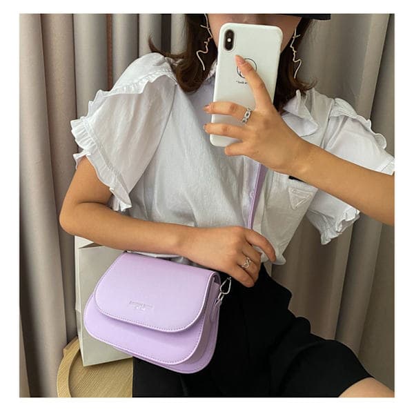 Ny Retro Sadelväska PU Axelväskor Messenger Bag Purple