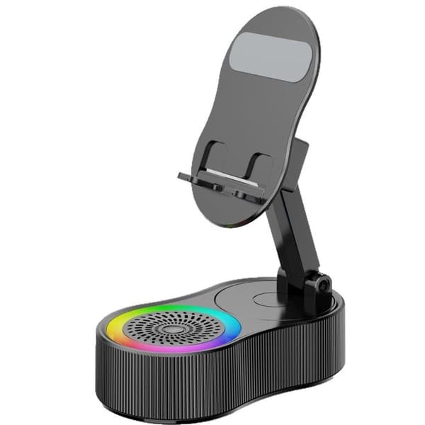Tre-i-én sort mobiltelefon live streaming stativ, RGB-belyst mikrofon, ny lille top-