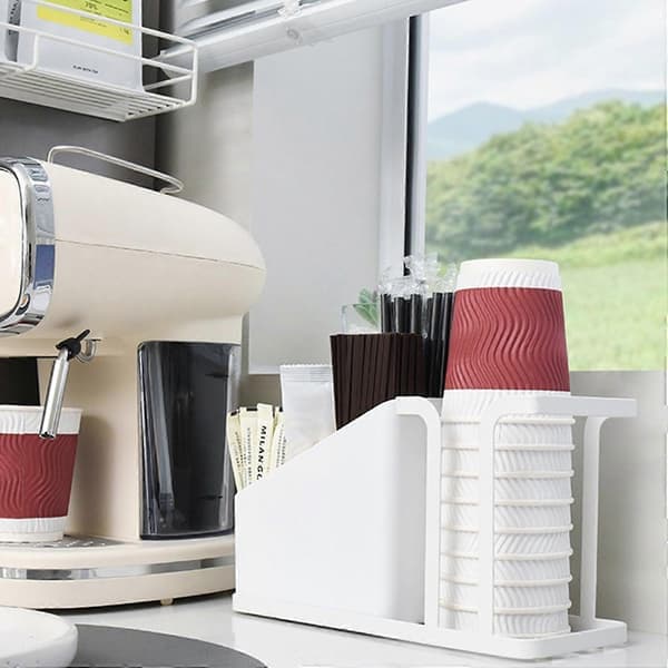 Kaffekopholder Te-pose Dispenser Let Tilgængelig Bakke Multifunktionel Pladsbesparende Kontor Hjem Black