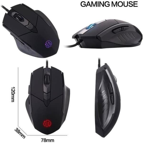 Gamingmus - Trådbunden USB - 4 DPI-nivåer - 6 knappar - Ergonomisk