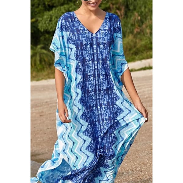 Kaftan Maxi Strandskjørt for kvinner med trykk, én størrelse