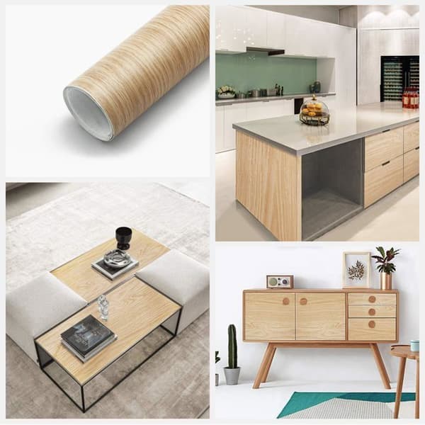 Selvklebende PVC-tapet med tre-effekt 60 x 500 cm - Vanntett beige