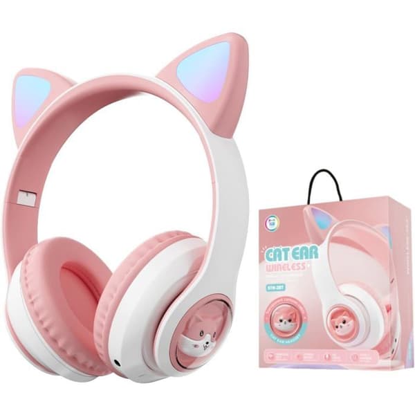 Lila lysande rymdkapsel-kattöron Bluetooth-hörlurar, högpresterande barnhörlurar med lång batteritid