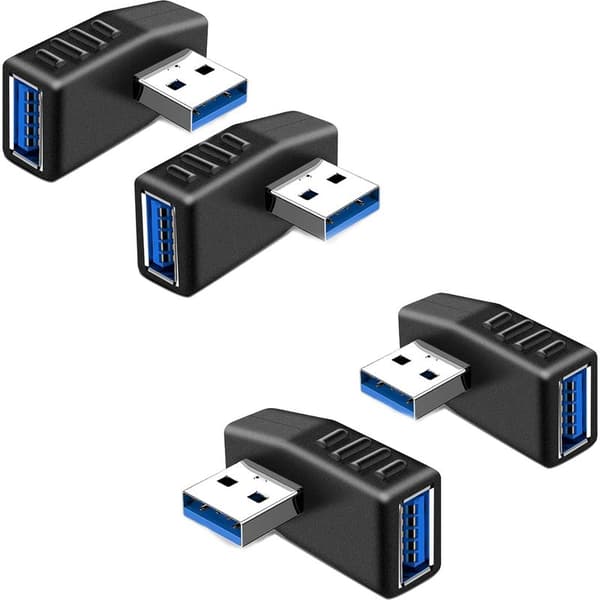 USB 3.0 -sovittimet [2 kpl:n sarja], 90 asteen oikean kulman uros-naaras USB 3.0 -sovitin