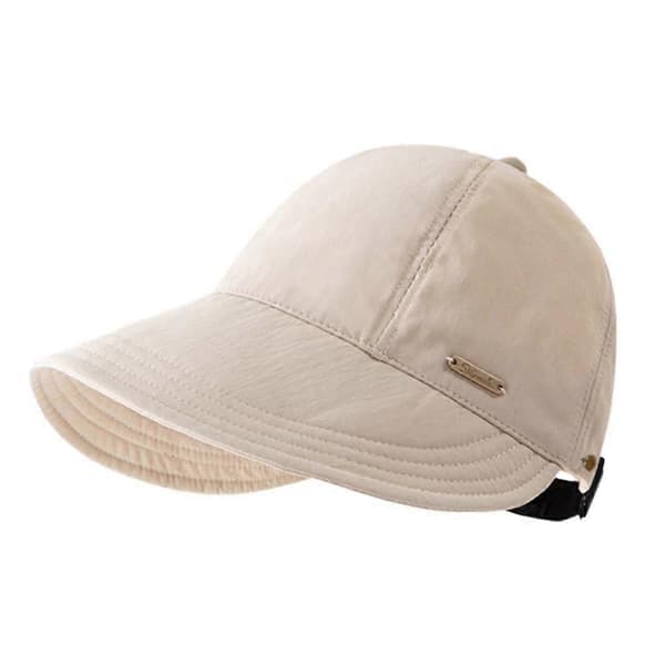 Sammenleggbar solhatt med bred brem, snorjusterbare capser, strandhatter, sommer, hvit