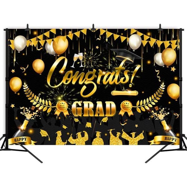 Dimissionsbaggrund, Dimissionsfestdekoration, Sort Dimissionsbanner, Dimissionssæsonbanner, 150 * 100 cm