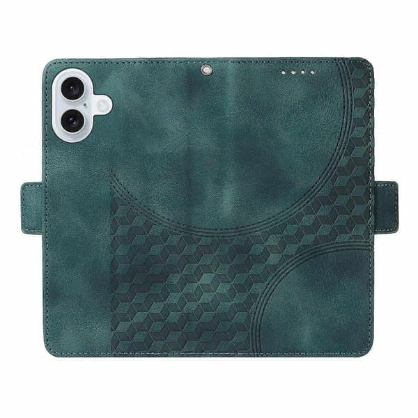Kompatibel med iPhone 17 Läderfodral Plånbok Rombpräglat Telefonfodral Stativ med Rem - Perfekt Green