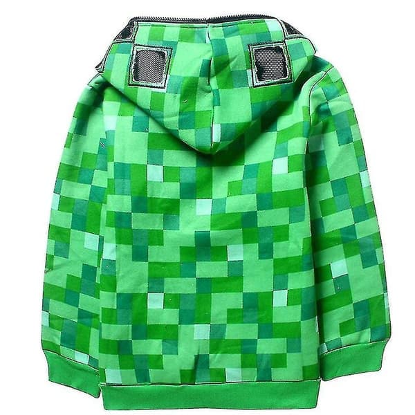 Minecraft Creeper Kostyme Barn Glidelås Hettegenser Jakke Gutter Jenter Hettegenser Topper 4-14 År - Perfekt 6-8 Years