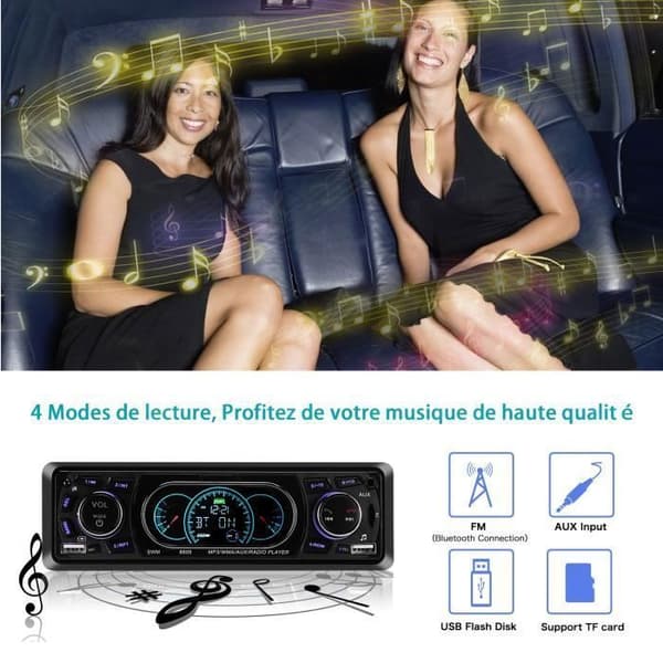 Bilstereo - Bluetooth Stereo - Dubbel-DIN - Handsfree - FM-radio