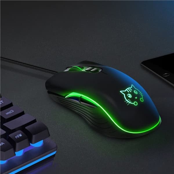 Kablet spillmus, katte-design, e-sport optisk mus for PC-spillere, svart