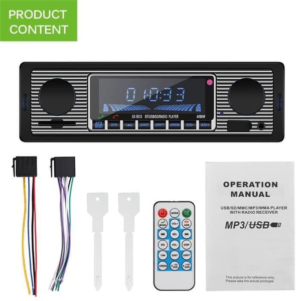 MP3 Bilstereo - 4x60W - Bluetooth - FM-radio - Fjärrkontroll