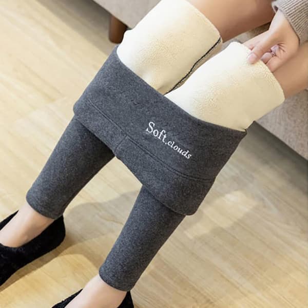 Afslappede varme vinterbukser i ensfarvet, bløde Cloud Fleece sweatere, vinterbukser til kvinder Grey L