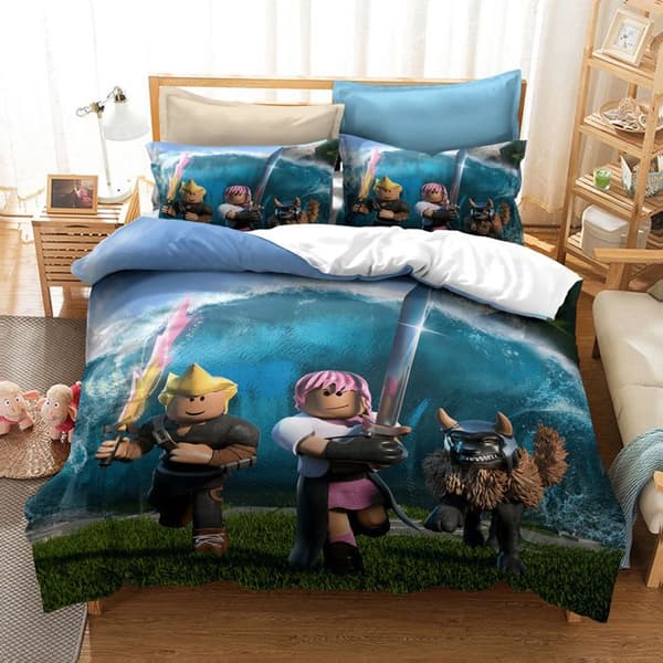 Påslakanset, 3 delar: Påslakan 140x200cm + 2 örngott 65x65cm, polyester, tecknad design 4