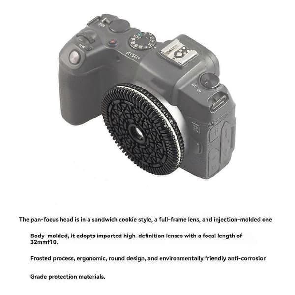 32mm F10 Free Focus Pancake-objektiv til Canon RF Mount Series spejlløse kameraer sort
