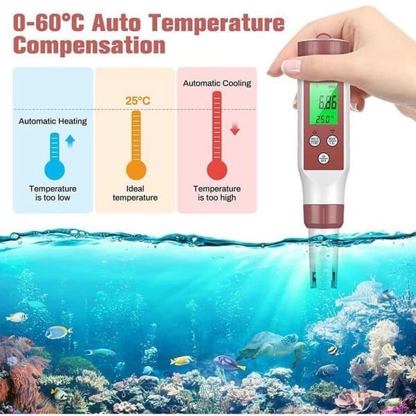 7-i-1 elektronisk pH-mätare – Bluetooth – 0,01 noggrannhet – Automatisk kalibrering – För dricksvatten, akvarium, pool - precision0