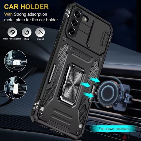 Samsung S24 - Cover CamShield / Kamerabeskyttelse Støtteben Sort Galaxy S24
