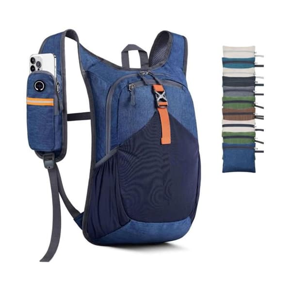 Lille 15L vandrerygsæk, let og foldbar, ideel til camping og rejser, unisex (blå).