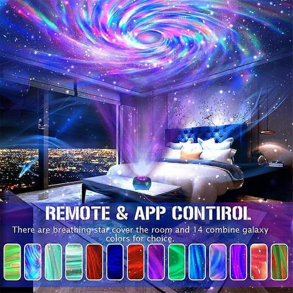 M1 Galaxy Stjerneprojektor Lampe Bluetooth Højttaler Roterende Aurora Natlys med Timer