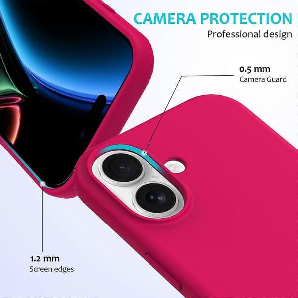 Kompatibel med iPhone 17 Skal Droppsäkert Flytande Silikon Mjukt Foder Baksida Telefonfodral-lingling} Pink Rose