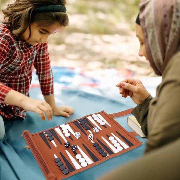 Rejsestørrelse Backgammon-sæt, Roll Double Land Checkerboard-sæt, Bærbart Backgammon, Rejsespil Voksen Roll Design Børns Puslespil Bræt Strate