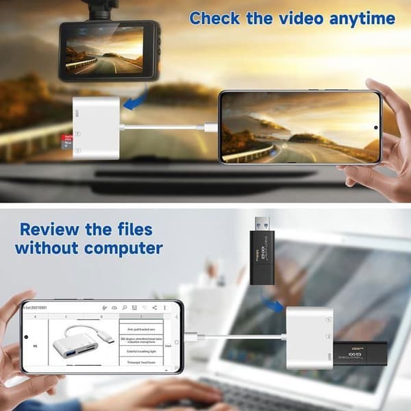 USB-C SD-kortleser, TF minnekortadapter med USB-A-port for 15\" 16\" Mac/datamaskin