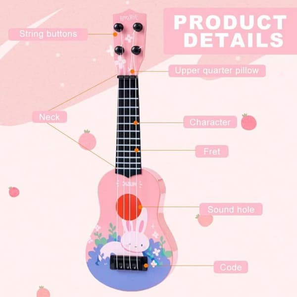 Barnukulele, 36 cm leksaksgitarr med 4 justerbara strängar, ukulele musikinstrument, för pojkar och flickor - presenter