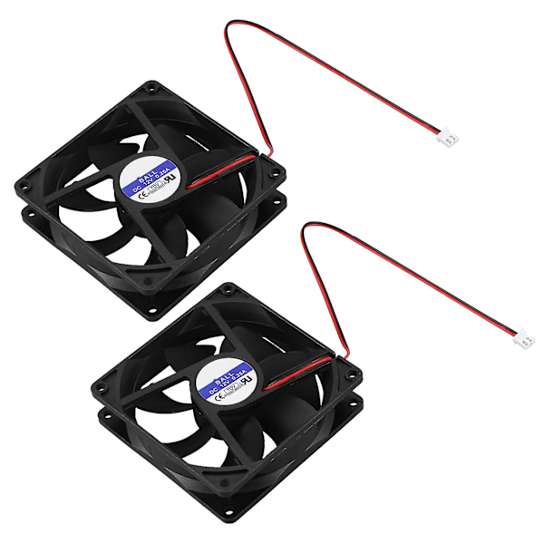 2 stk. 92 mm X 92 mm X 25 mm DC 12V 2-Pin 65,01 cfm Computerkabinet CPU Køler Køleventilator