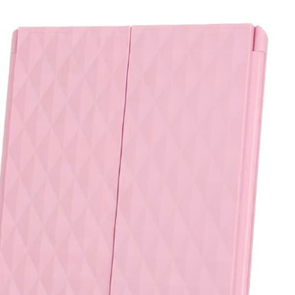 Belyst sminkspegel Minimalistisk förstorande touchkontroll Trippel LED-sminkspegel Rosa