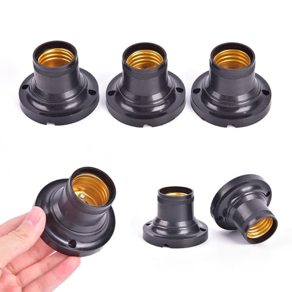 10 stk. E27 lampeholder fatning LED pære lampeadapter passer sort