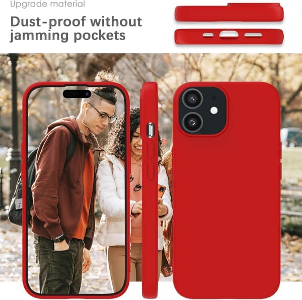 Silikonecover til iPhone 12 Pro, blødt, stødsikkert, støvtæt, skridsikkert fuld kropsbeskyttelse til Apple Rød