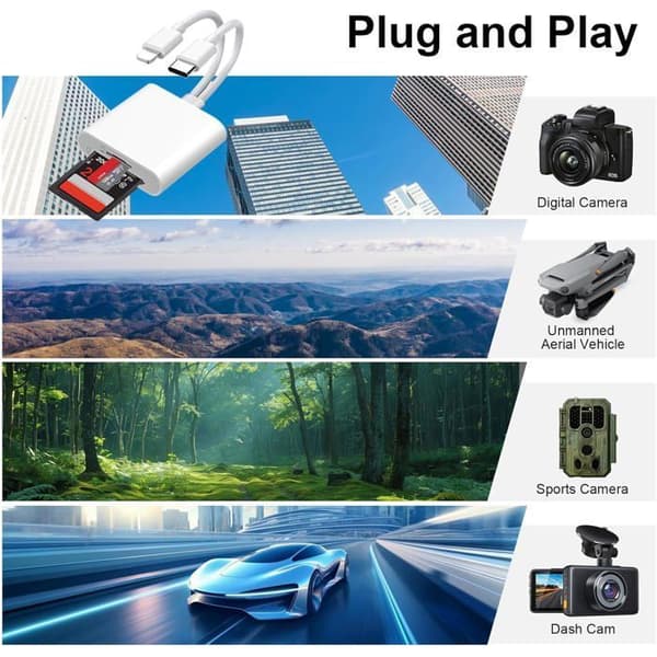 SD-kortlæser til 2 i 2 USB C Lightning til SD/SD-adapter, [LEC145]
