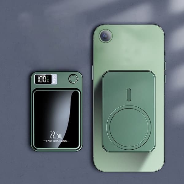 Trådlös Powerbank Extern Extra Batteripaket green