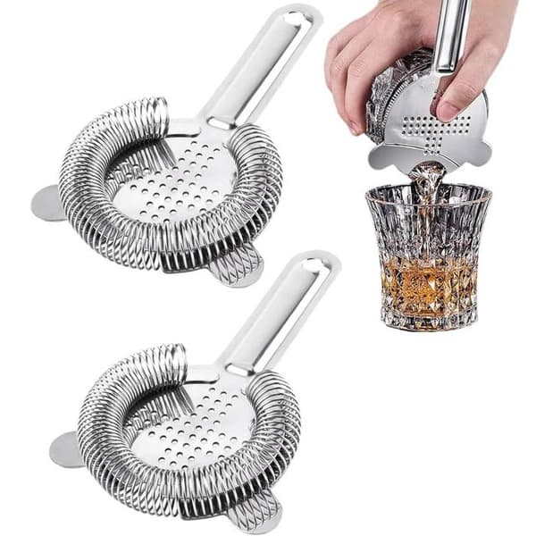 2 dobbeltvæggede isterningebakker i rustfrit stål med vandrette huller, cocktailsi, mixologiværktøjer, dimensioner
