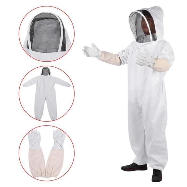 Skyddsdräkt för professionell biodling. Biodlarhandskar. Skyddar utrustning (XL).