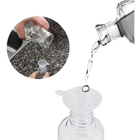 8 reseflaskor, 100 ml plastflaskor med 8 små trattar, transparent PET-KOSMETIKA