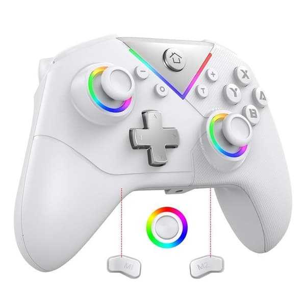 Gamepad med dobbelt joystick og Hall-udløser kompatibel med Switch, Android, iOS, streaming (hvid)