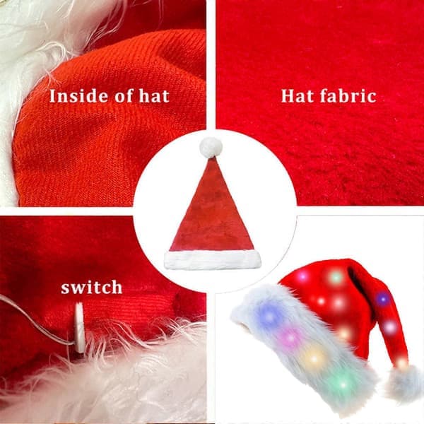 LED blinkande tomtemössa för vuxna och barn, festlig julklapp