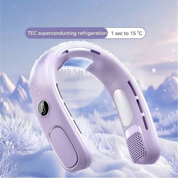 N90 Kold Kompression Halsventilator, 5 Vindhastigheder, LED-display, USB Genopladelig, Bærbar Håndkøling